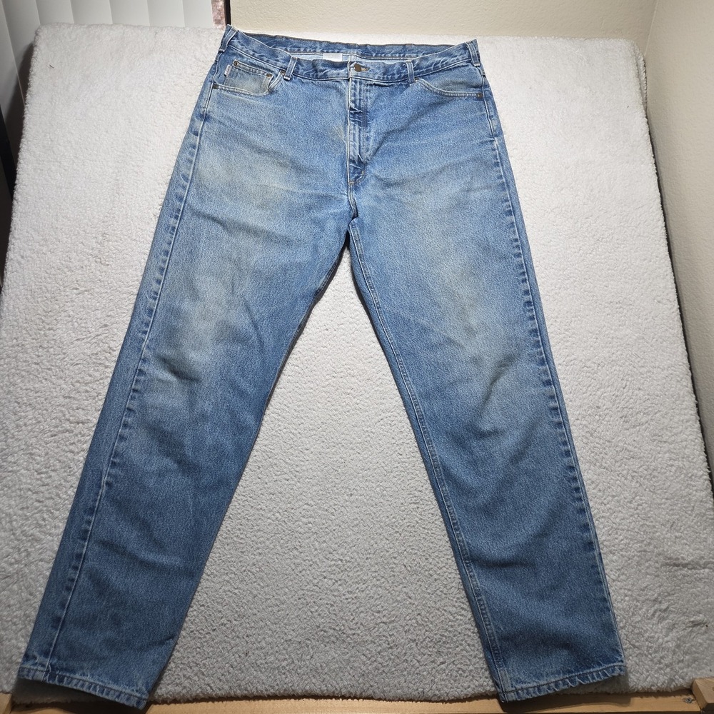 Vintage Carhartt B17-DST Relaxed Fit Tapered Leg Jeans Mens 42x34 Blue Denim